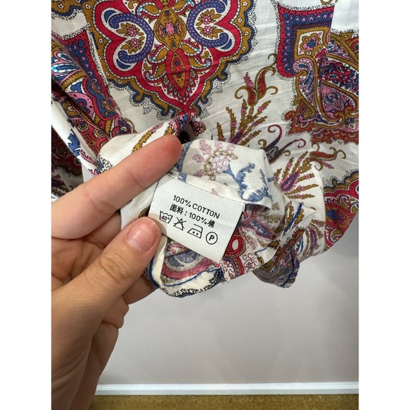 GANESH Button Down Womens Floral Paisley Top Size 3 Large - Picture 5 of 8